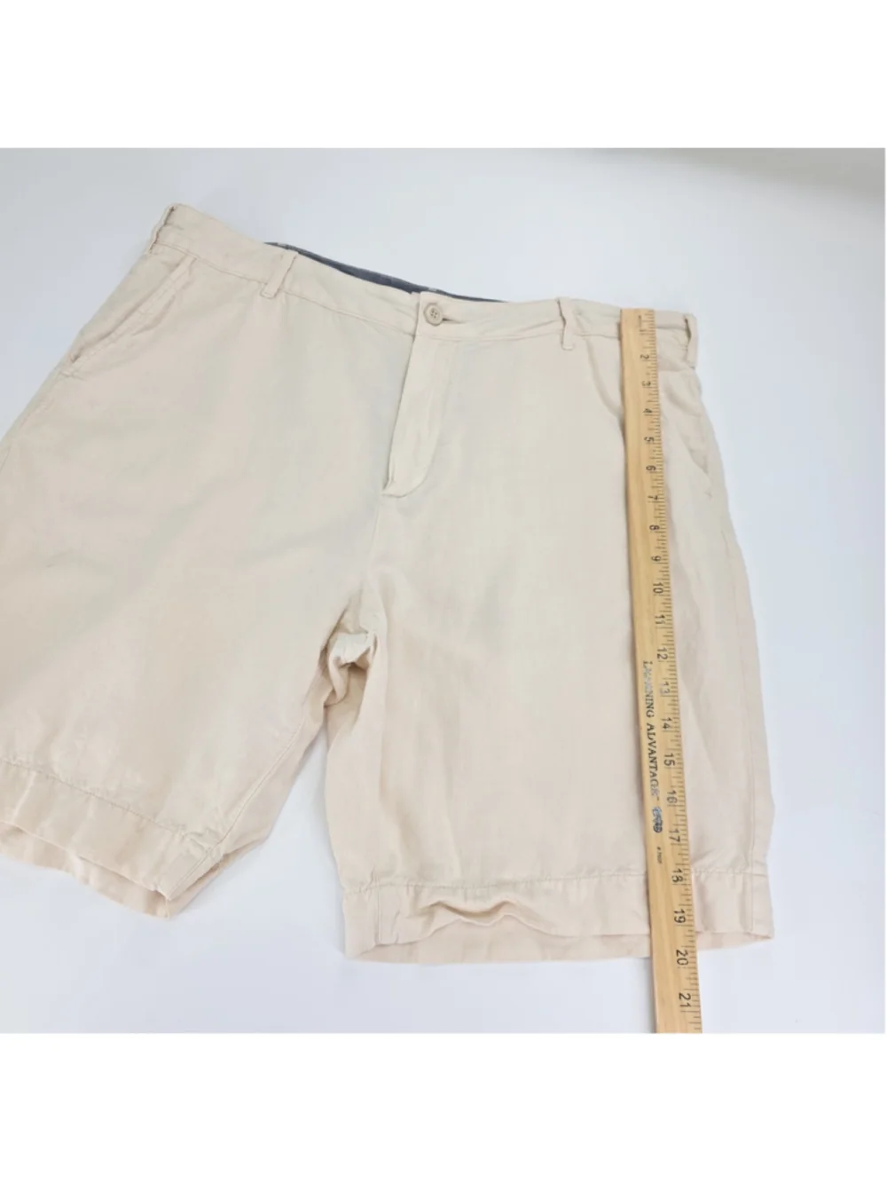 Faherty Tradewinds Linen Blend Shorts Mens 36 Stone Beige Flat Front 9